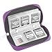 Memory Card Case, WOVTE Portable 8 Pages and 22 Slots SD SDHC MMC CF Micro SD Memory Camera Card Case Holder Pouch Zippered Storage Bag (Purple)