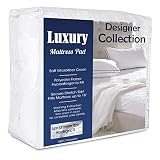 Global Weavers Luxury Twin Extra Long Size Microfiber Fitted Mattress Pad - Dorm Size Hypoallergenic Quilted Mattress Topper Pad with 18" Deep Stretch Skirt - Twin Extra Long, Twin-XL