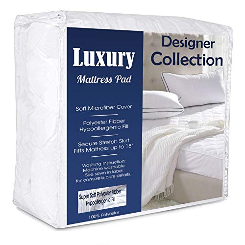Global Weavers Luxury Twin Extra Long Size Microfiber Fitted Mattress Pad - Dorm Size Hypoallergenic Quilted Mattress Topper Pad with 18" Deep Stretch Skirt - Twin Extra Long, Twin-XL
