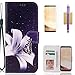 Galaxy S8 Case,CASELAND Wallet Case[Premium Design]PU Leather Flip Case Stand with Sling Case for Samsung Galaxy S8 [Regular] Lily Flower