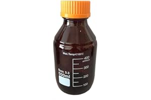 MBK0500 500ml Borosilicate Glass Amber Graduated Reagent Bottle Autoclavable with Screw Cap GL 45