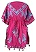 Peach Couture Summer Womens Boho Cotton Floral Embroidered Cover-up Beachwear Kaftan Tunic Fuchsia Blue