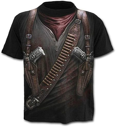 musimlinl 2018 Men's T Shirt 3D Guns Printed Knight T-Shirt Punk Short Sleeved top Boutique Clothing