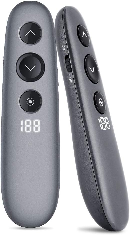 Presentation Clicker, Wireless Presenter 2.4GHz USB Remote Advanced Digital Pointer Highlight Magnify, Professional Presentation Remote for PowerPoint TV Projector, Quick Charging, Plug and Play