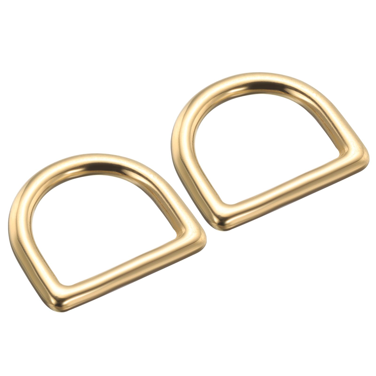 PATIKIL D Shape Buckle, 2 Pcs 25mm Brass Seamless Purse Ring D Ring Sewing Keychains Belts Accessories for DIY Leather Crafts, Dog Leashes
