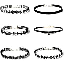 thumbnail image 2 of Goth Heart Chain Choker & Spiked Heart Earrings, Black Punk 2 of 14