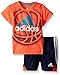 adidas Baby Boys' Tee and Active Short Set, Solar Red Heather, 3 Months