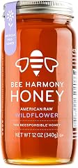 Bee Harmony American Raw Wildflower Honey, 12 oz Glass Jar | Premium Raw 100% USA Honey, Exceptional Flavor, Mixed Wildflower