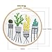 Unime Full Range of Embroidery Starter Kit with Pattern, Cross Stitch Kit Including Embroidery Cloth with Color Pattern, Bamboo Embroidery Hoop, Color Threads, and Tools Kit (Cactus)