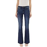 Kan Can Women's Mid Rise Flare Hem Jeans