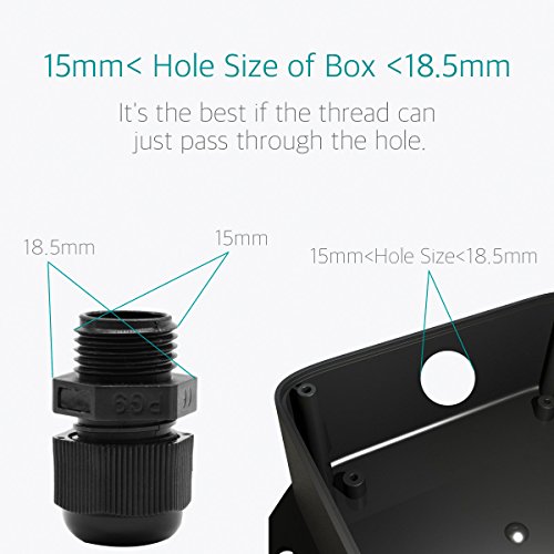 Lantee PG 9 Cable Gland - 20 Pieces Black Plastic Nylon Waterproof Wire Glands Connector Fitting