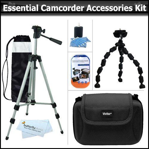 Essential Accessory Kit For Samsung SMX-F50 SMX-F50BN/XAA SMX-F54 SMX-F54BN/XAA HMX-H300 HMX-H300BN/XAA HMX-H304 HMX-H304BN/XAA HMX-Q10 HMX-Q10BN/XAA Camcorder Includes 50" Tripod + Compact Hard Shell Case + 7" Flexible Tripod + Screen Protectors + More