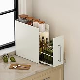 Saiveina Pull Out Spice Rack Organizer &ndash; 2 Tier Sliding Drawer, No Assembly Steel Kitchen Countertop Storage for Seasonings, Condiments, and Tall Bottles, Compact Pantry Solution