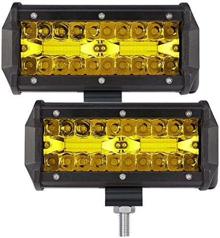 YGL Fog Lights, 7 inch 2 X 120W Yellow Osram Flood Led Cube Light Drivng Lamp Offroad Light Bar Waterproof IP67 Offroad Light Bar For ATV Truck Snow 12V/24V