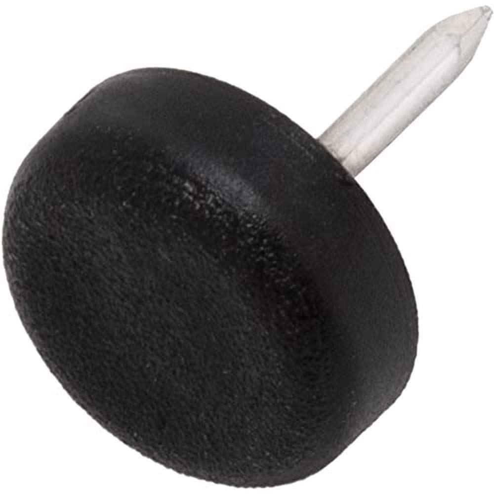 Adsamm® / 32 x Glides in plastic with nail | Ø 0,59'' (Ø 15 mm) | black | round | Premium quality furniture sliders with nail by Adsamm®