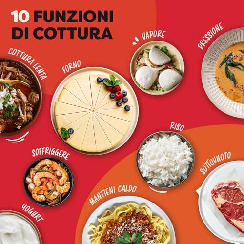 Pro Pentola a Pressione Elettrica 10 in 1, 1200 W, 5,7 L – Slow Cooker, Cuociriso, Vaporiera, Rosolatura, Sterilizzatore, Yogurtiera, Sous Vide – Acciaio Inox Nero