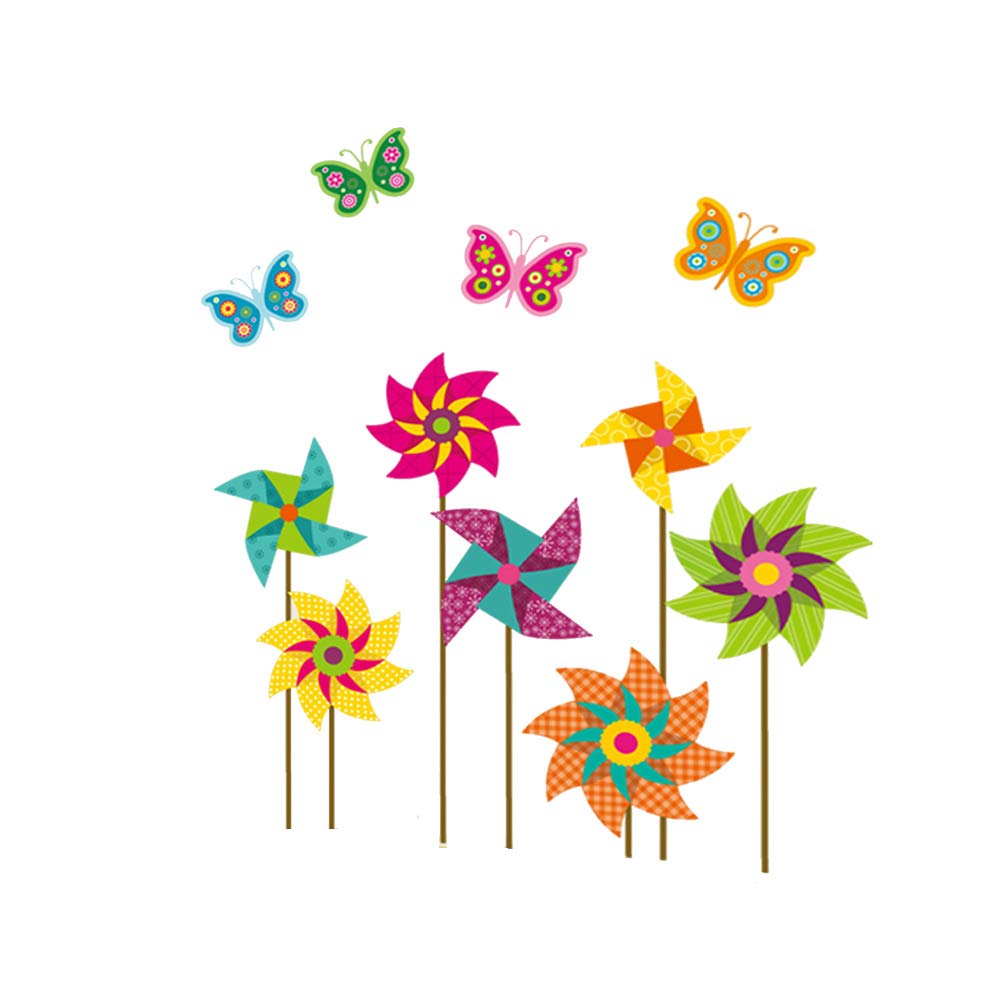 Lichi Colorful Windmill Wall Sticker Winder Spinner for Children Room Kindergarten School Decor