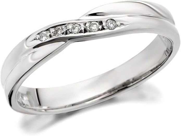 F.Hinds Womens Jewellery Jewelry 9ct White Gold Diamond Crossover