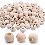 Jdesun 200 Pieces Wooden Beads, Natural Round Wood Loose Beads Wood Spacer 12mm Diameter x 5mm Hole
