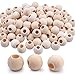 Jdesun 200 Pieces Wooden Beads, Natural Round Wood Loose Beads Wood Spacer 12mm Diameter x 5mm Hole