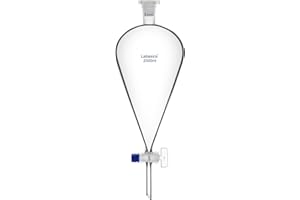 Labasics Borosilicate Glass 2000mL Conical Separatory Funnel with Glass Stopcock, Ideal for Liquid Separation in Laboratories