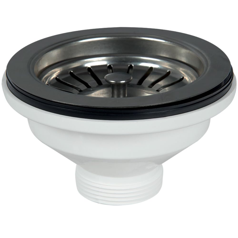 Schläfer 439727 | Drain for Basket Type Sink in Black PVD Without Overflow 1"1/2 Hole diam90mm, Drain diam114mm, Standard Stainless Steel Drain with Screw and Basket