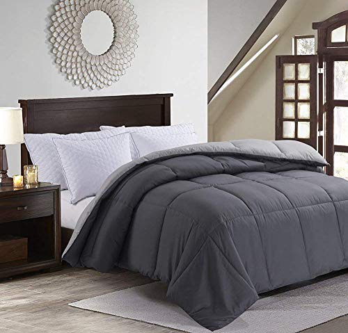 MANZOO Queen Comforter Duvet Insert Gray - Quilted Comforter with Corner Tabs - Hypoallergenic, Plush Siliconized Fiberfill, Box Stitched Down Alternative Comforter - Machine Washable