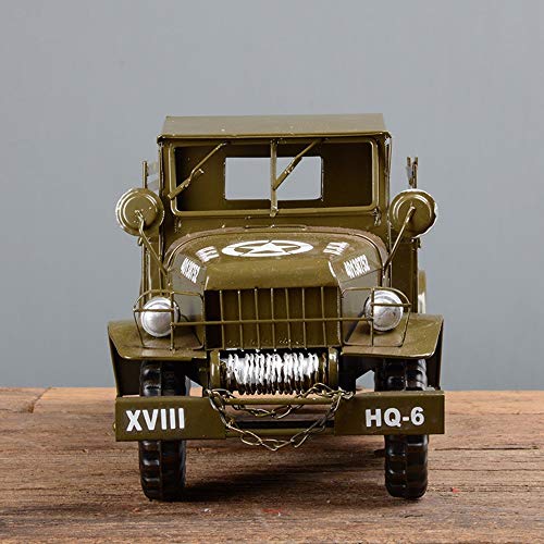 MQW Retro Iron Art Collection of Military Vehicles Model Ornaments Home Crafts Creative Photography Props 45 18 20cm Delicate and Beautiful
