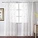 VISIONTEX White Sheer Voile Curtains, Decorative Beige Leaves Embroidery Faux Linen Rod Pocket Window Drapes for Home Kitchen, Living Room and Bedroom 54 x 63 Inch, Set of 2 Curtain Panels