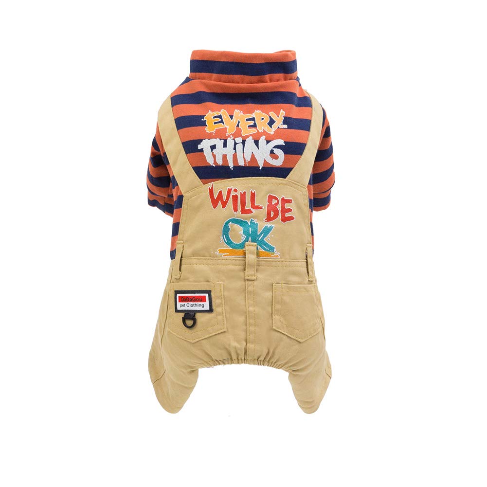 Izefia Medium Orange Dog Cat Hoodie Sweater Jumpsuit Jeans Overall Fleece Warm Thickened Cotton Winter Autumn Unisex M