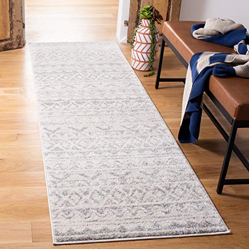 SAFAVIEH Adirondack Collection Runner Rug - 2'6" x 12', Ivory & Grey, Moroccan…