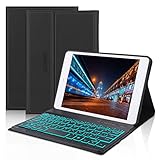 iPad Mini Keyboard Case Compatible iPad Mini 5 (5th Gen 2019) - iPad Mini 4 - iPad Mini 3 - iPad Mini 2 & 1 - Folio Leather Protective Cover, 7 Color Backlit Wireless Bluetooth Keyboard, Black