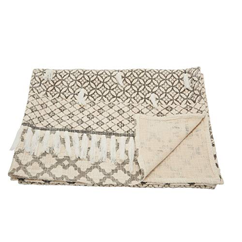 Mina Victory 60"x50" Bohemian Fringe Stonewash Throw Blanket Natural
