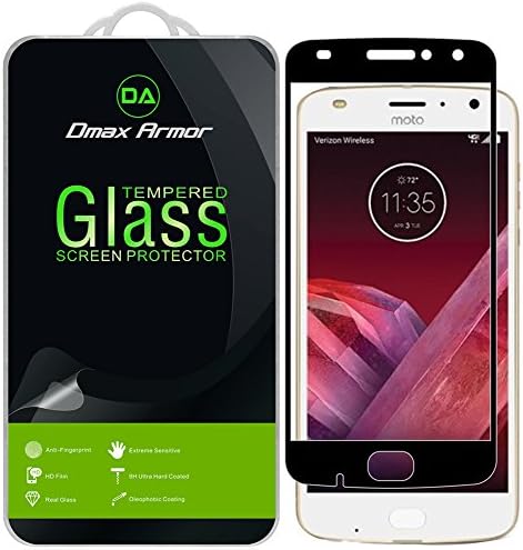 [2-Pack] Dmax Armor for Motorola Moto Z2 Play [Tempered Glass] Screen Protector, (Full Screen Coverage) (Black)