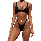 Tainehs Womens Sexy One Piece Bikini Swimsuits High Cut Cheeky Swimwear Thong Bottoms Bathing Swimsuits