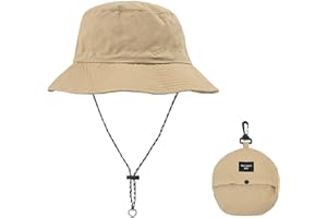 MOODKEY Waterproof Bucket Rain Hat with Chin Strap, Packable Sun Hat Men Women Summer Lightweight Hiking Outdoor Cap