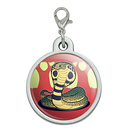 Cobra Snake Chrome Plated Metal Pet Dog Cat ID Tag - Large