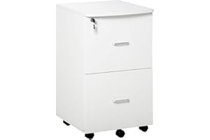 Vinsetto 2 Drawer File Cabinet with Lock, Small Rolling Filing Cabinet for A4, Letter-Size Documents, Printer Stand for Home 