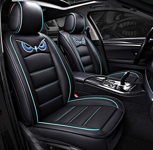 Cartoon FULL SET Universal Fit 5 Seats Car Surrounded Waterproof Leather Car Seat Covers Protector Adjustable Removable Auto Seat Cushions,Fashionblue