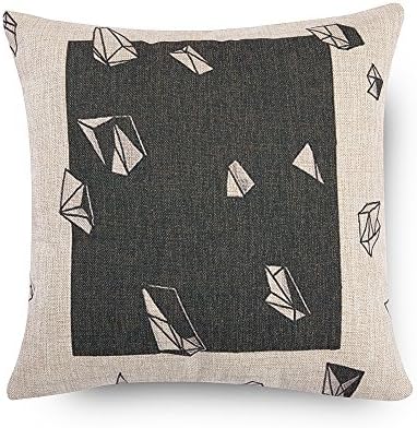 Orange Design Diamond Throw Pillow Cover 18"x18", Black and White Style Simple Geometry Cotton Blend Linen Cushion Case Home Room Decor
