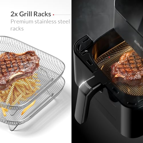 Feller Germany Air Fryer 1800 W, Large 7L Cap., Xcyclone-Tech, 4x Non-Stick Ceramic Coating, 10 Cooking Functions, Touch Panel, Cool-Touch+Interior Lightning, AFR700, 2Y Guarantee-UAE Version (White)