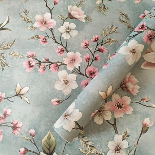 Dviolet Peel and Stick Wallpaper Vintage Floral Wall Paper 17.3"×393" Modern Decorative Self Adhesive Removable Wallpaper for Bedroom and Bathroom Green Contact Paper at Amazon