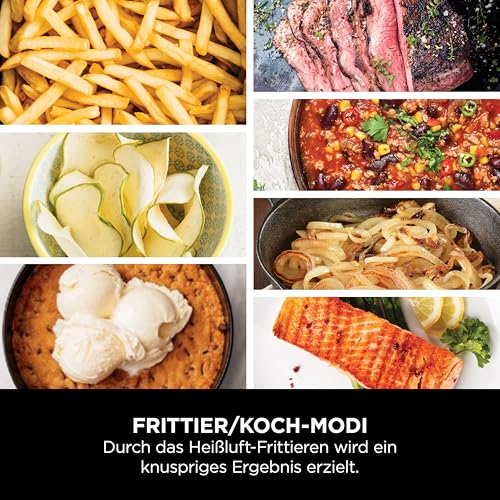 Ninja Speedi Multikocher, 5,7L, 10-in-1 Multicooker, Airfryer Heißluftfritteuse, Slow Cooker Langsamkochen, Grillen, Backen, Schwarz & Kupfer ON400EUCP 10