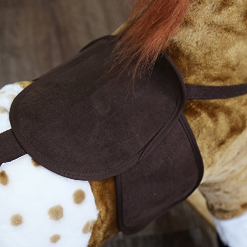 Peach Tree Baby Kids Plush Toy Rocking Horse Pony with Realistic Sounds for Children's Day Gift Rocking Horse Birthday Present, Brown