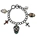 Sugar Skull Day of the Dead Charm Toggle Bracelet (Patina Plated)