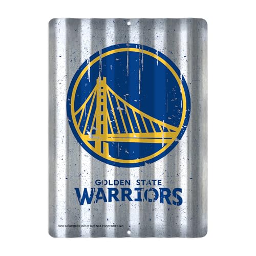 Rico Industries NBA Basketball Golden State Warriors 12" X 16" Home Decor Tin H…