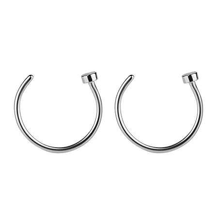 Bluelans® 2 Stück 316 L Chirurgenstahl Nasenpiercing Nasenring Fake Hoop Ring (8mm, Silber)