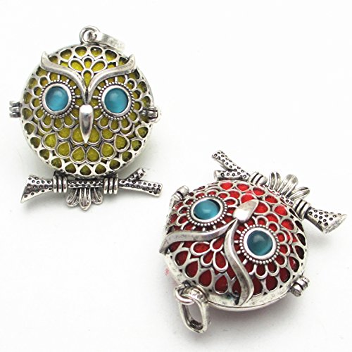Dandan DIY 5pcs Owl Bird Brass Hollow Cage Locket Perfume Essential Oil Aromatherapy Diffuser Charms Owl Hollow Pendant Craft Diffusion Ball (Owl-1)