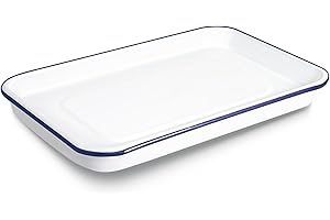 Webake Enamelware 9x13 Non Stick Baking Sheet, Enameled Steel Jelly Roll Pan Rectangular Serving Tray, Butcher Tray Palette