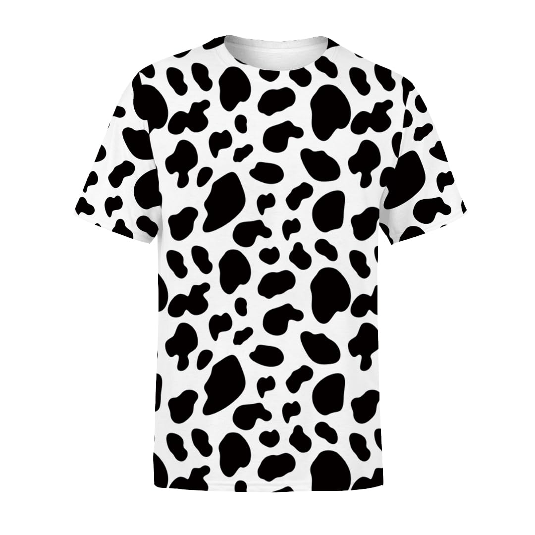 Photo 1 of Mgyfady Mens Cow Printed Shirts Casual Summer Unisex 3D Graphic Funny Short Sleeve Tee Shirt Quick Dry Fit Athletic Running Elastic Lightweight Breathable Comfort (CowWhite, L)